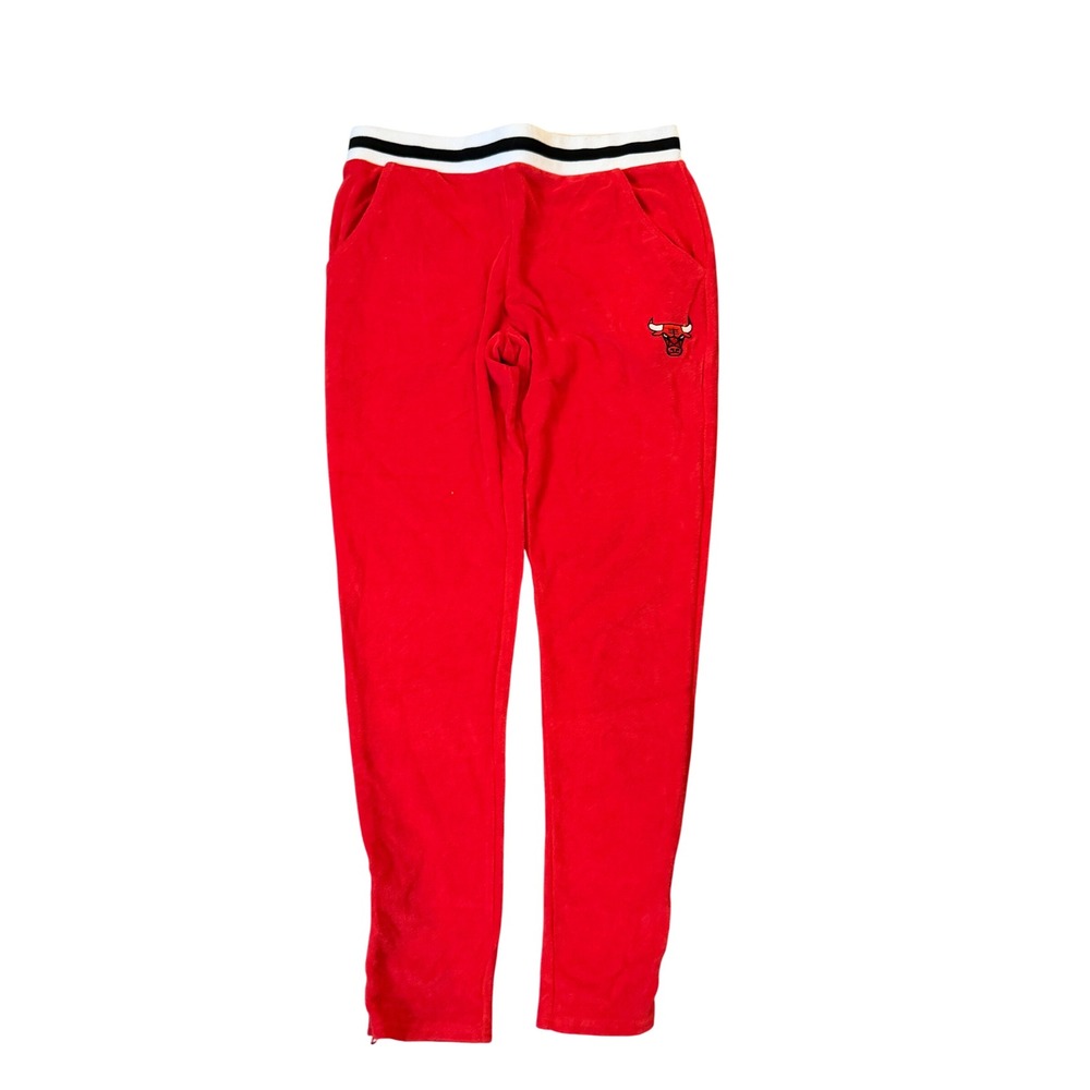 FISLL NBA Chicago Bulls Women's Red Velour Jogger Track Pants NWT